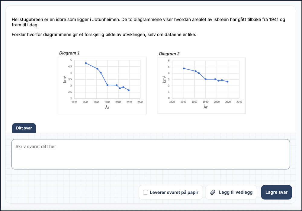 Skjermbilde av oppgave i Campus Prøver